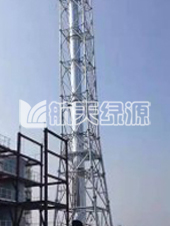 同舟危廢55米圓管塔，內(nèi)1300mm玻璃鋼 耐溫145